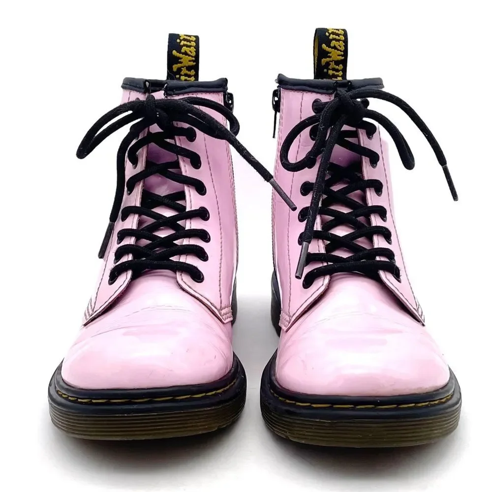 Dr. Martens Junior 1460 8-Eye Combat Boot Light Pastel Pink Leather Girls Size 2